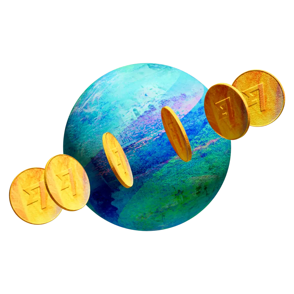 Globe with coins